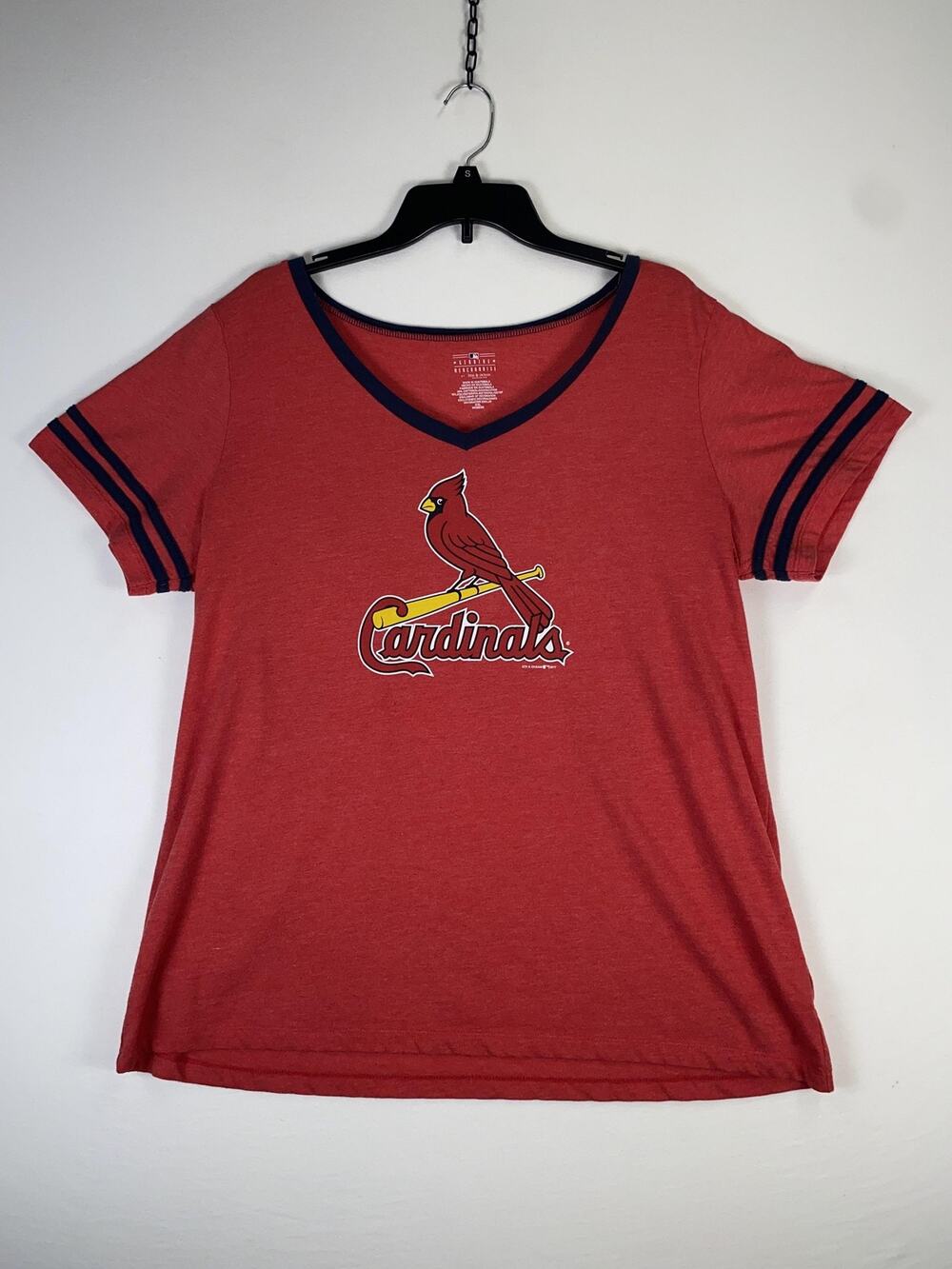 St. Louis Cardinals Shirt Womens 2XL Red MLB Baseball V-Neck 5th & Ocean Tee